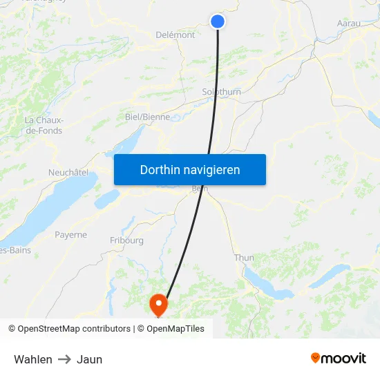 Wahlen to Jaun map