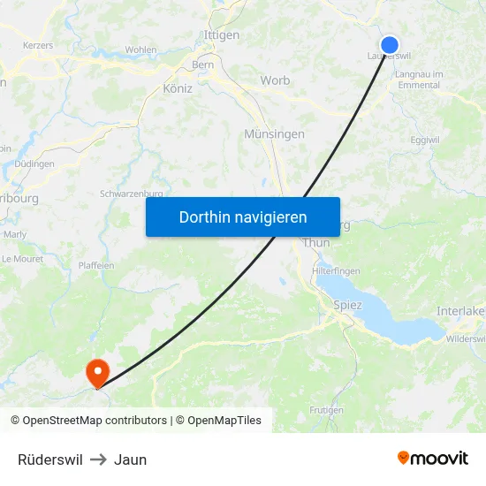 Rüderswil to Jaun map