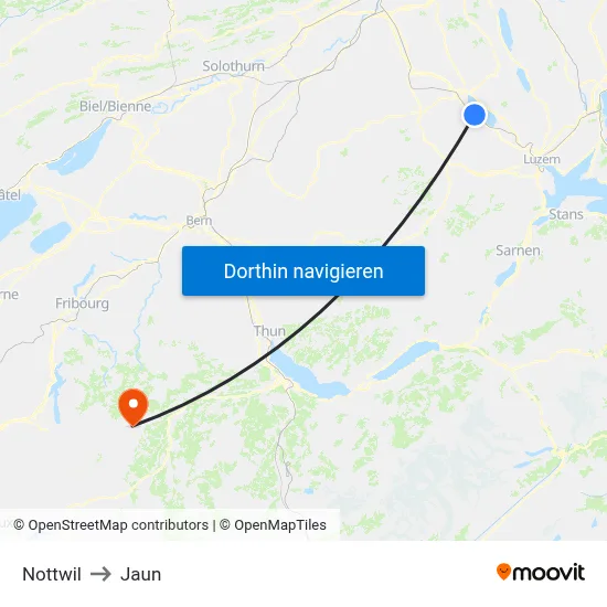 Nottwil to Jaun map