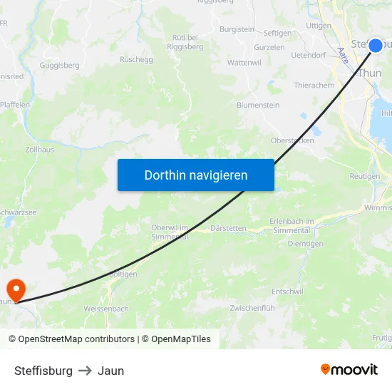 Steffisburg to Jaun map