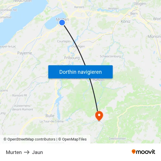 Murten to Jaun map