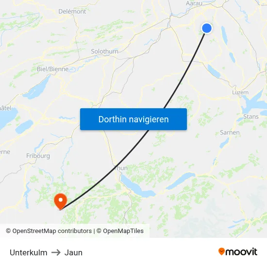 Unterkulm to Jaun map