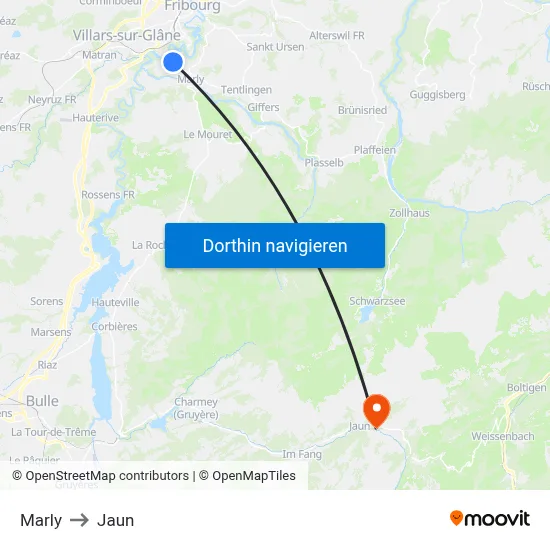 Marly to Jaun map