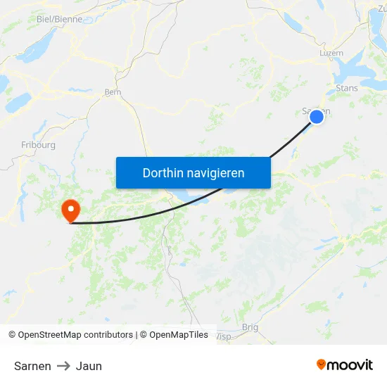 Sarnen to Jaun map