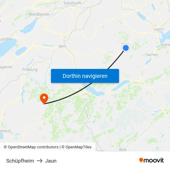 Schüpfheim to Jaun map