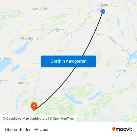 Oberentfelden to Jaun map