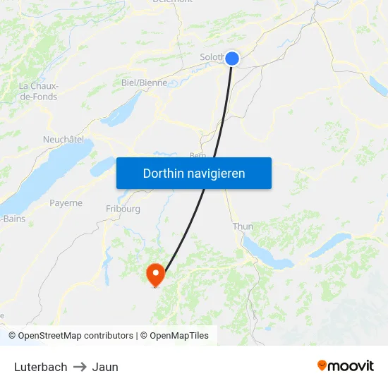 Luterbach to Jaun map