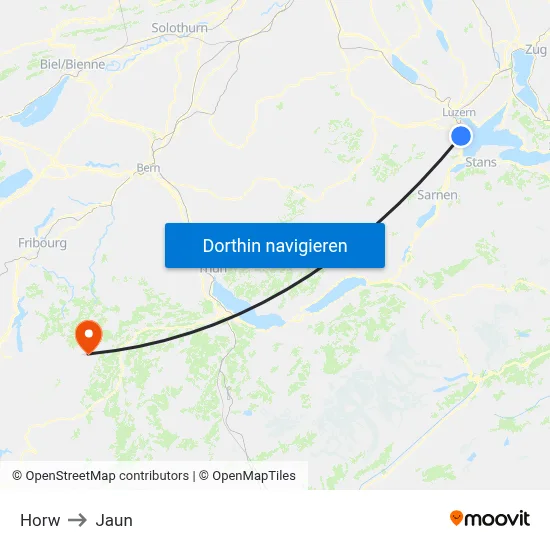 Horw to Jaun map