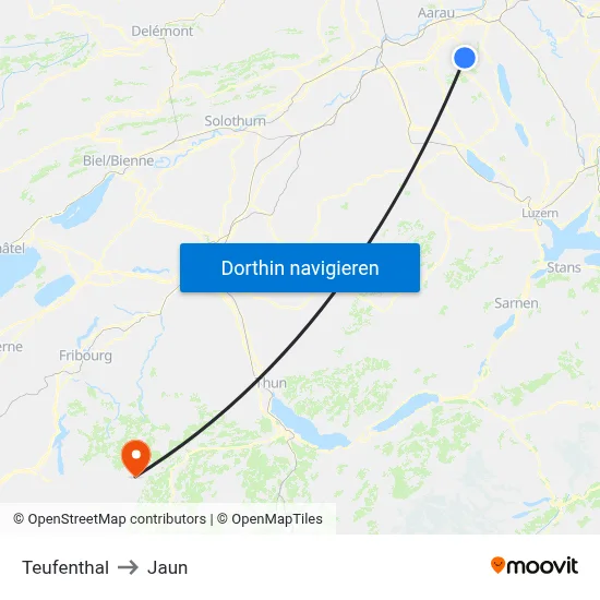Teufenthal to Jaun map