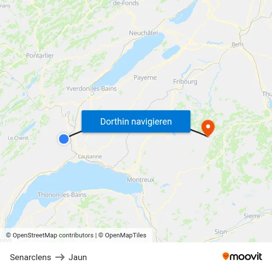 Senarclens to Jaun map