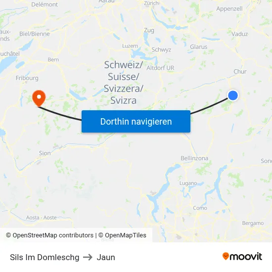Sils Im Domleschg to Jaun map