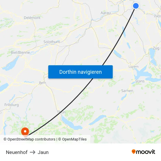 Neuenhof to Jaun map