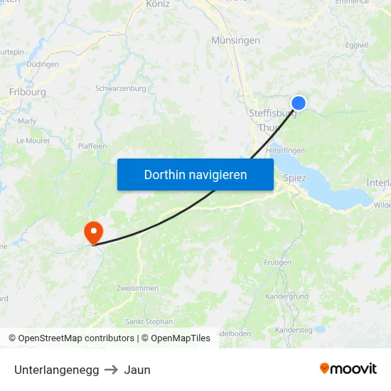 Unterlangenegg to Jaun map