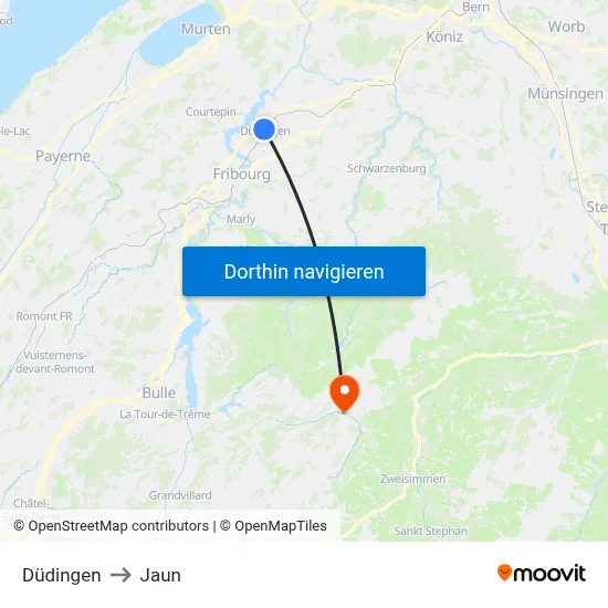 Düdingen to Jaun map