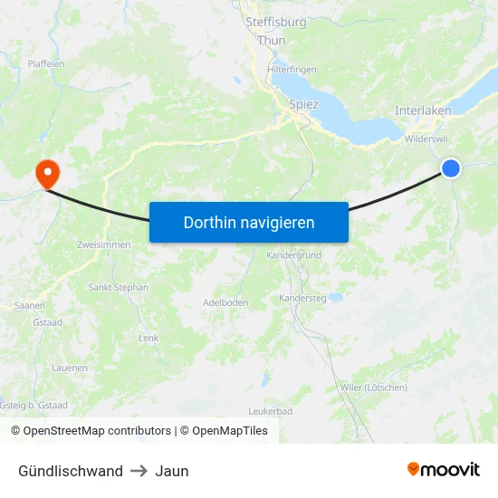 Gündlischwand to Jaun map
