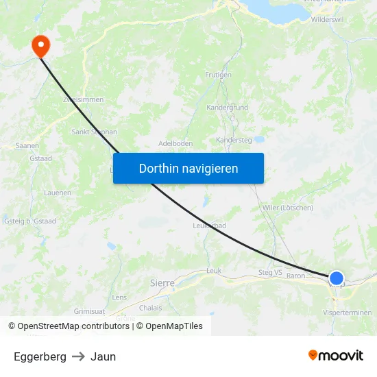 Eggerberg to Jaun map