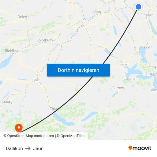 Dällikon to Jaun map