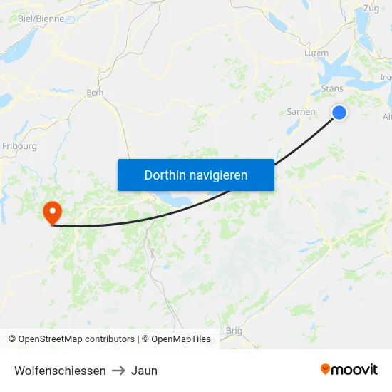 Wolfenschiessen to Jaun map