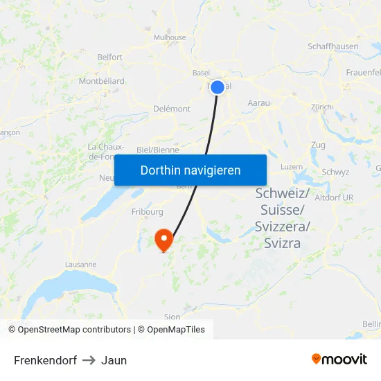 Frenkendorf to Jaun map