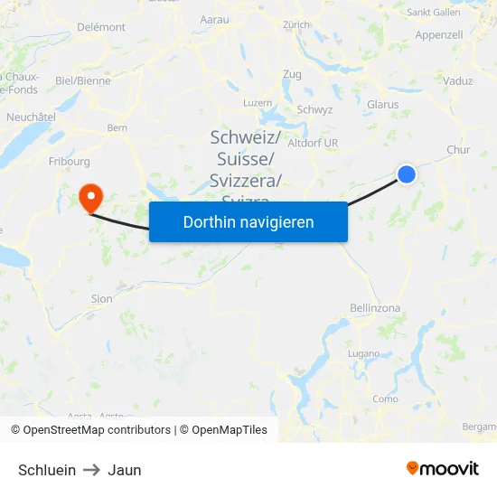 Schluein to Jaun map