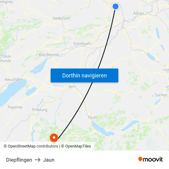 Diepflingen to Jaun map