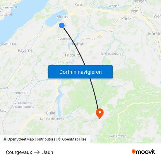 Courgevaux to Jaun map