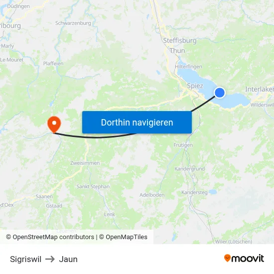 Sigriswil to Jaun map