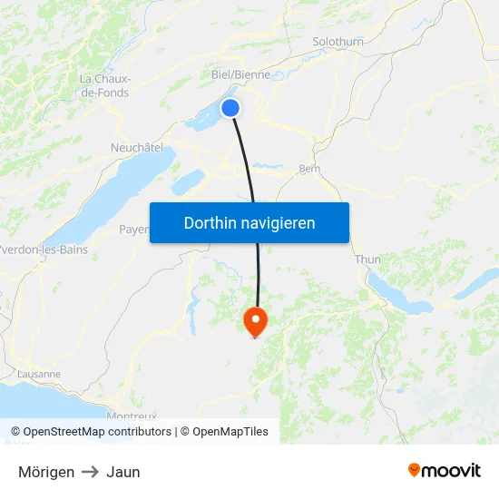 Mörigen to Jaun map