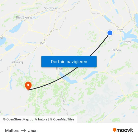 Malters to Jaun map