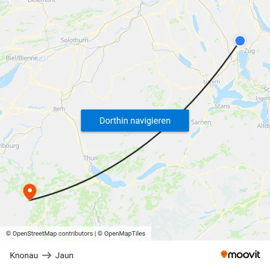 Knonau to Jaun map