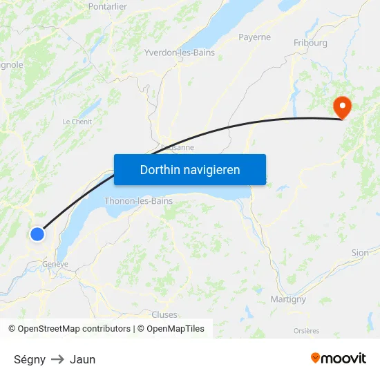 Ségny to Jaun map