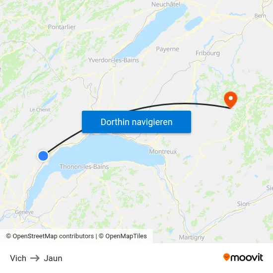 Vich to Jaun map