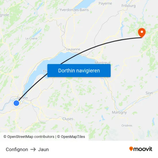 Confignon to Jaun map