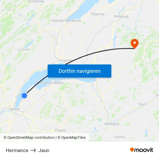 Hermance to Jaun map