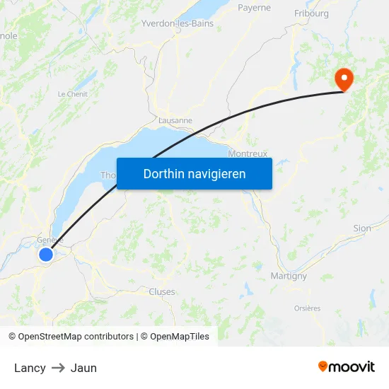 Lancy to Jaun map