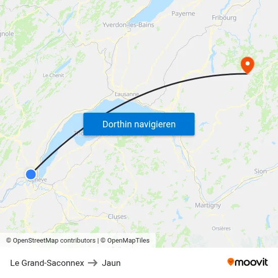 Le Grand-Saconnex to Jaun map
