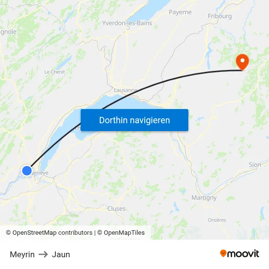 Meyrin to Jaun map