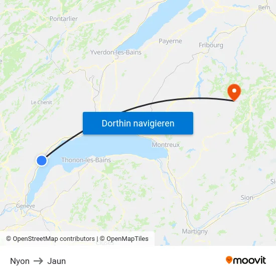 Nyon to Jaun map