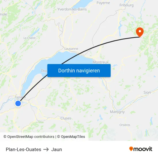 Plan-Les-Ouates to Jaun map