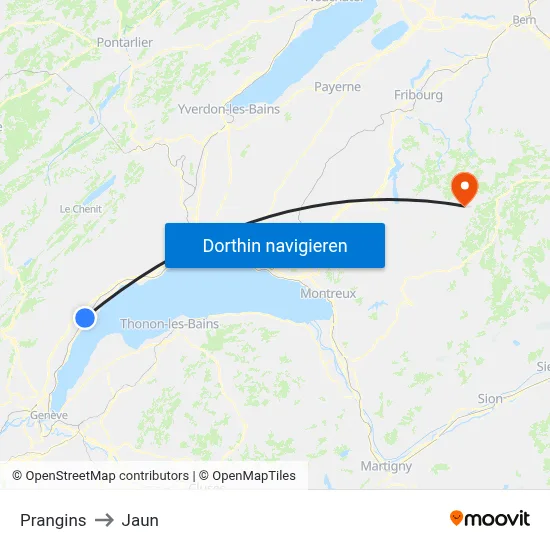 Prangins to Jaun map