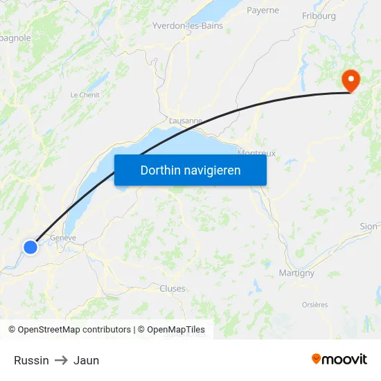 Russin to Jaun map
