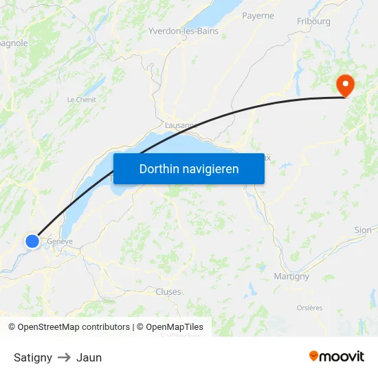 Satigny to Jaun map