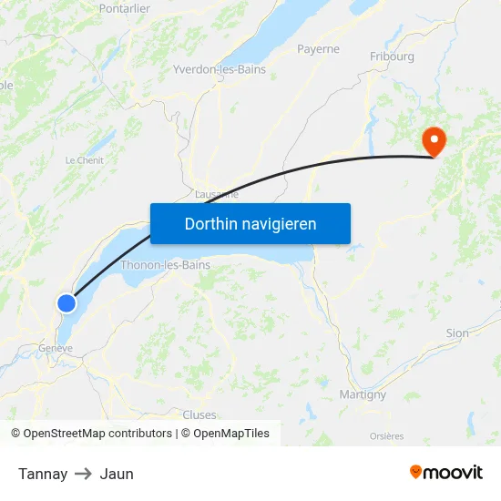 Tannay to Jaun map