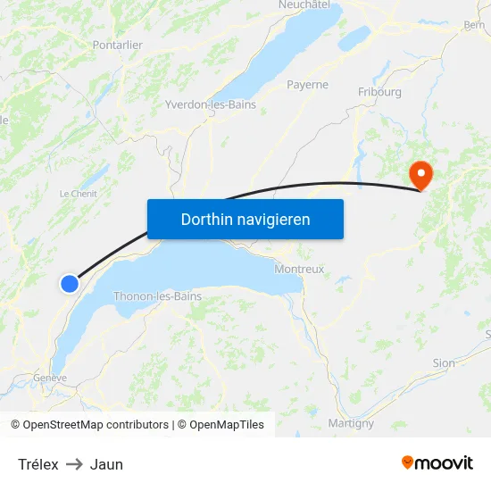 Trélex to Jaun map