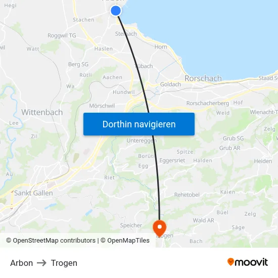 Arbon to Trogen map