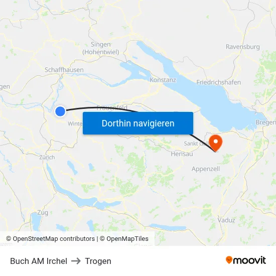 Buch AM Irchel to Trogen map