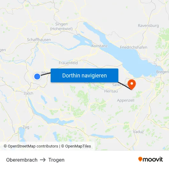 Oberembrach to Trogen map