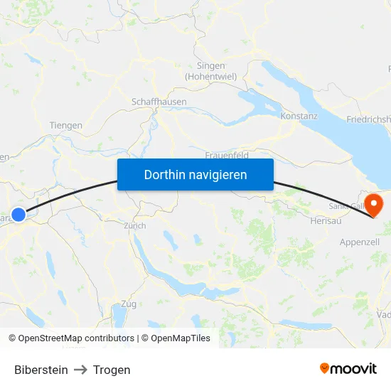 Biberstein to Trogen map