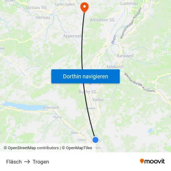 Fläsch to Trogen map