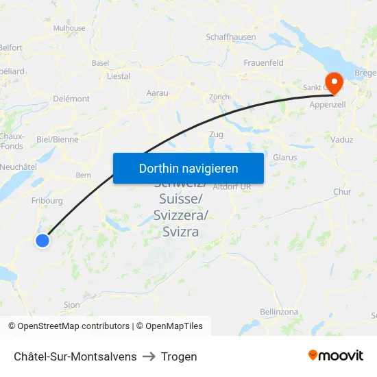 Châtel-Sur-Montsalvens to Trogen map